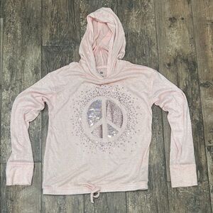SO Light Pink Glitter Peace Sign Hoodie
